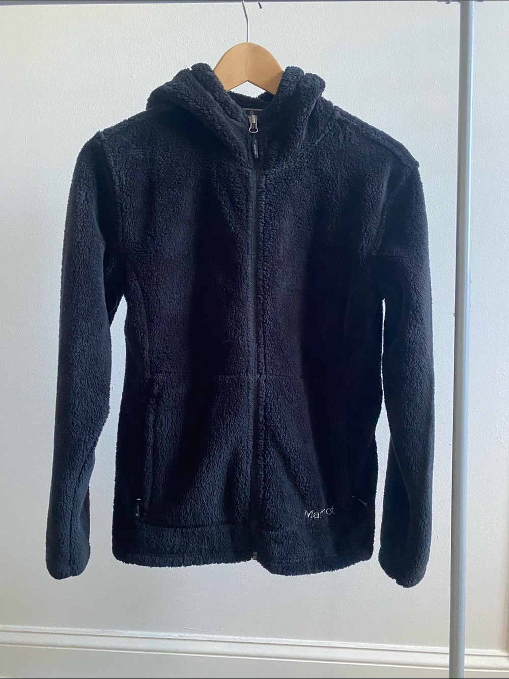 Women’s Marmot Black Hooded Puffer Jacket Sz M